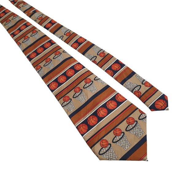 Keith Daniels Basketball Themed Silk Tie Designer Sports Dad Gift Play Ball - Picture 1 of 5